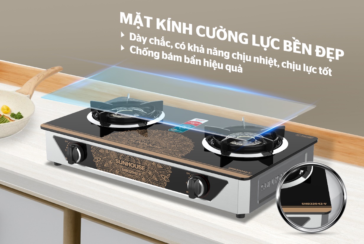 Bếp gas dương kính SUNHOUSE SHB32042-V