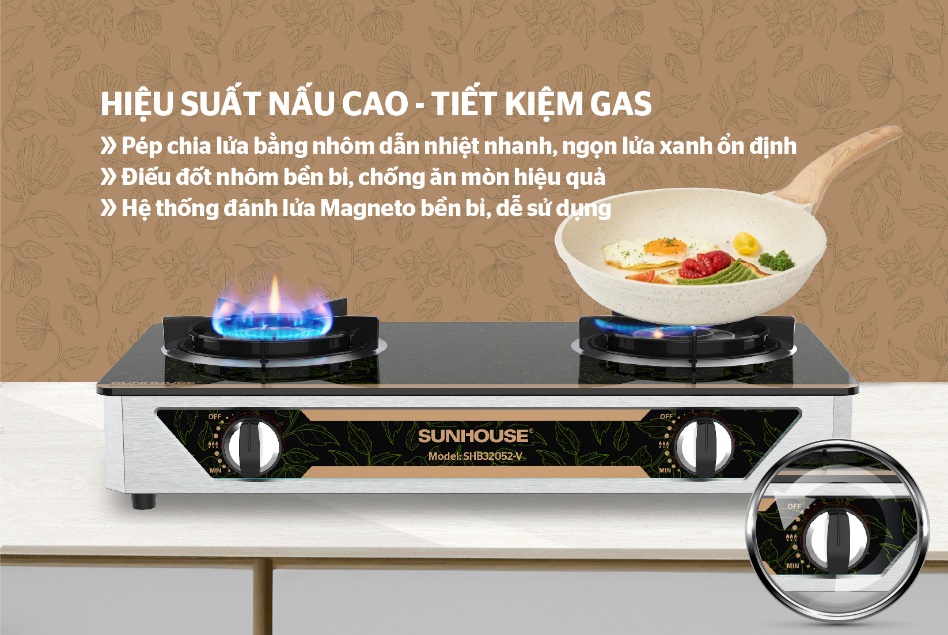 Bếp gas dương kính SUNHOUSE SHB32052-V