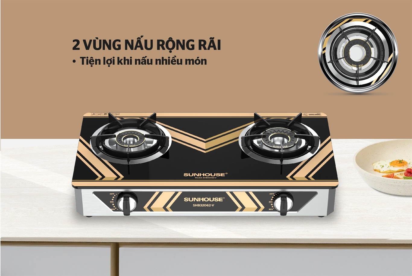Bếp gas dương kính SUNHOUSE SHB32062-V