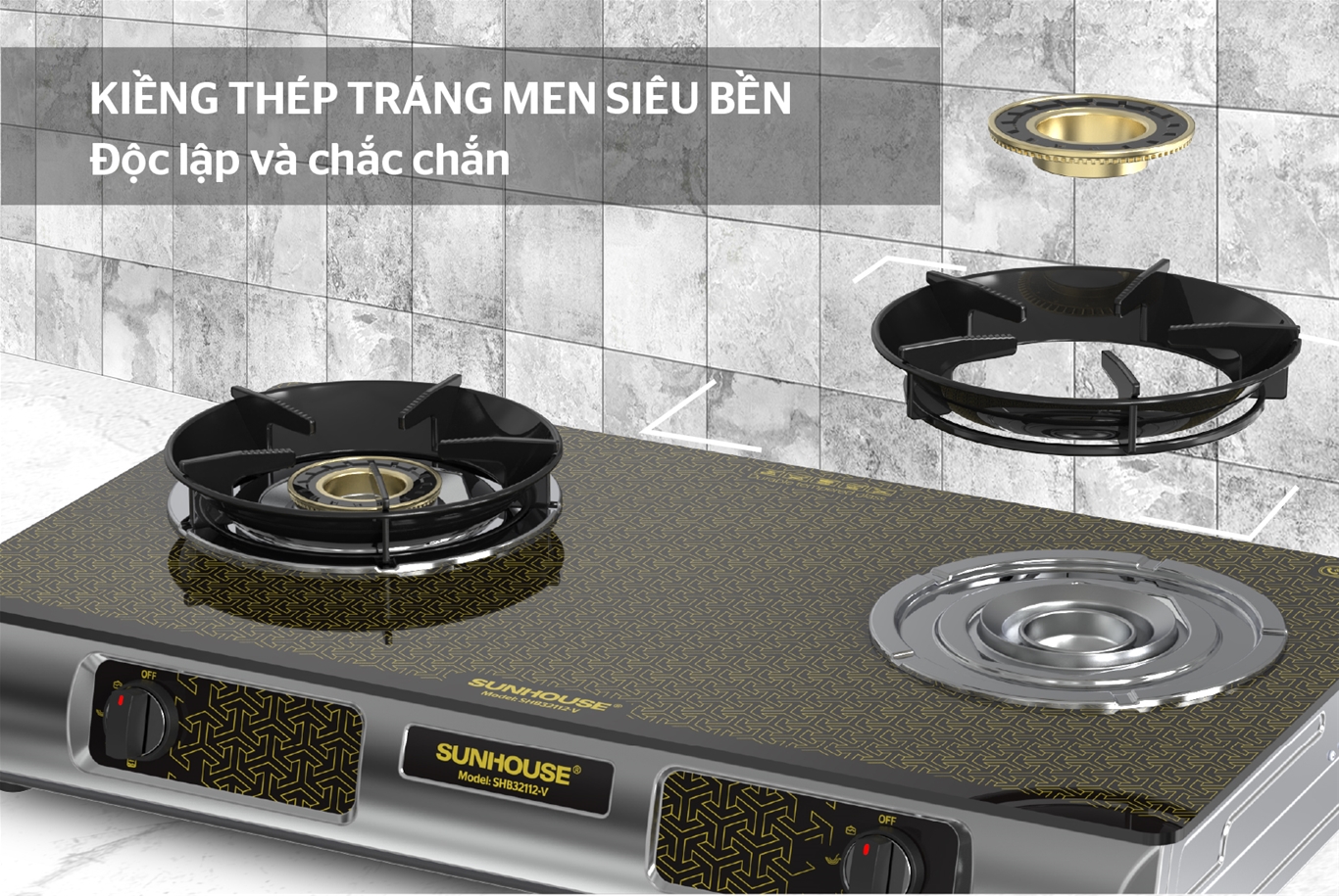 Bếp gas dương kính SUNHOUSE SHB32112-V