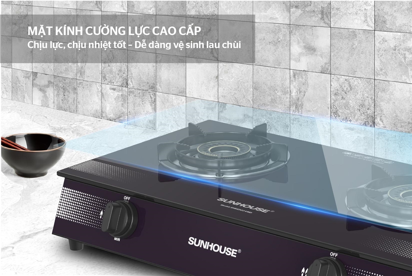 Bếp gas dương kính SUNHOUSE SHB32122-VMD