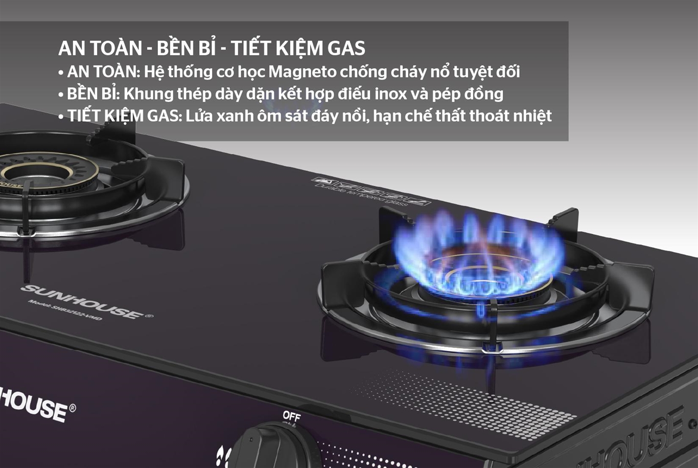 Bếp gas dương kính SUNHOUSE SHB32122-VMD