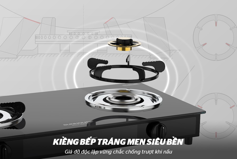 Bếp gas dương kính SUNHOUSE SHB3213