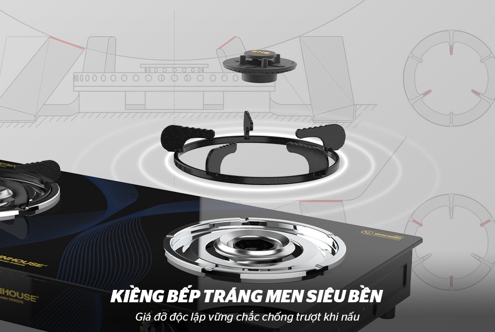 Bếp gas dương kính SUNHOUSE SHB3215