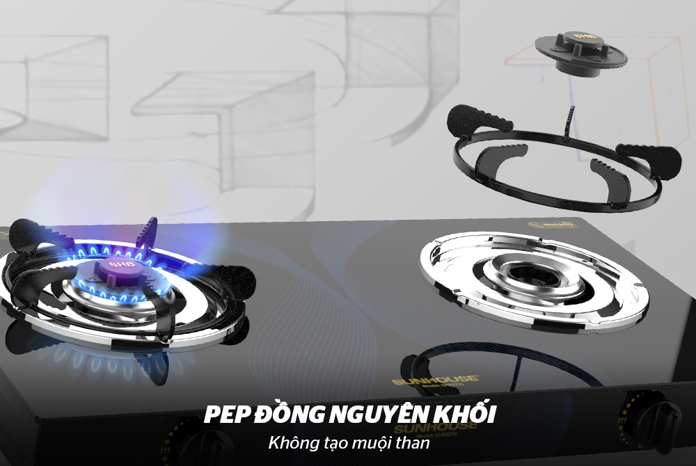 Bếp gas dương kính SUNHOUSE SHB3215