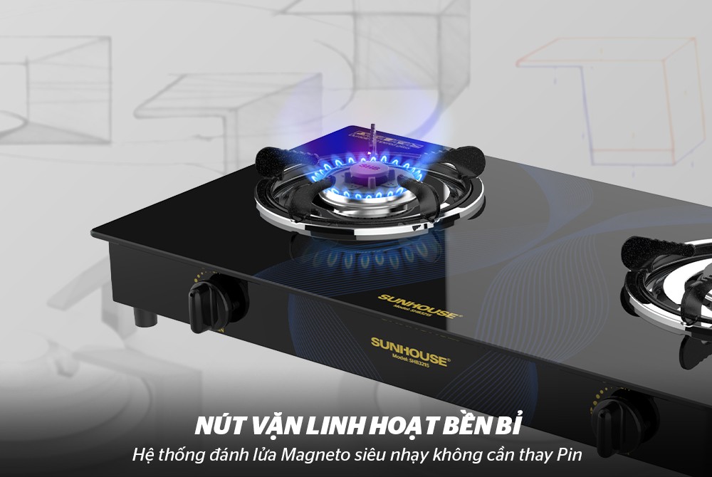 Bếp gas dương kính SUNHOUSE SHB3215
