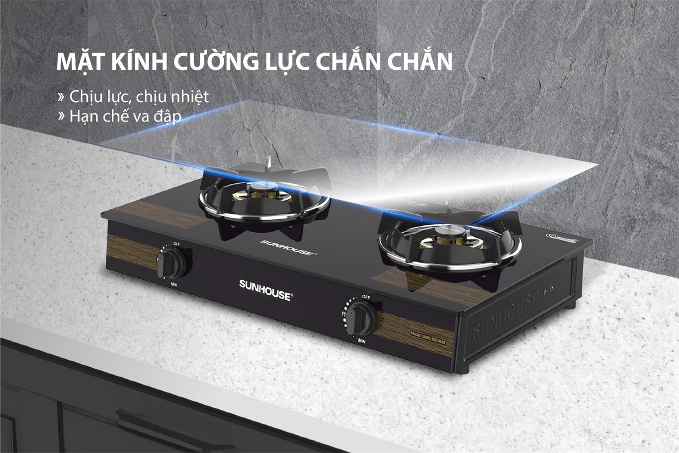 Bếp gas dương kính SUNHOUSE SHB5-BDU829