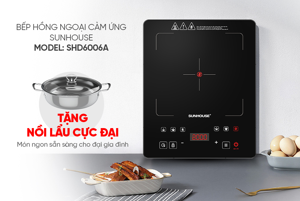 Bếp hồng ngoại cảm ứng SUNHOUSE SHD6006A