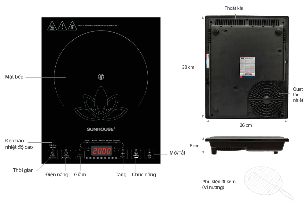 Bếp hồng ngoại cơ SUNHOUSE SHD6013KB
