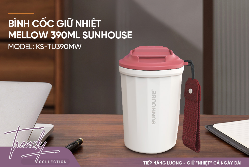 Bình cốc giữ nhiệt Mellow 390mL SUNHOUSE KS-TU390MW