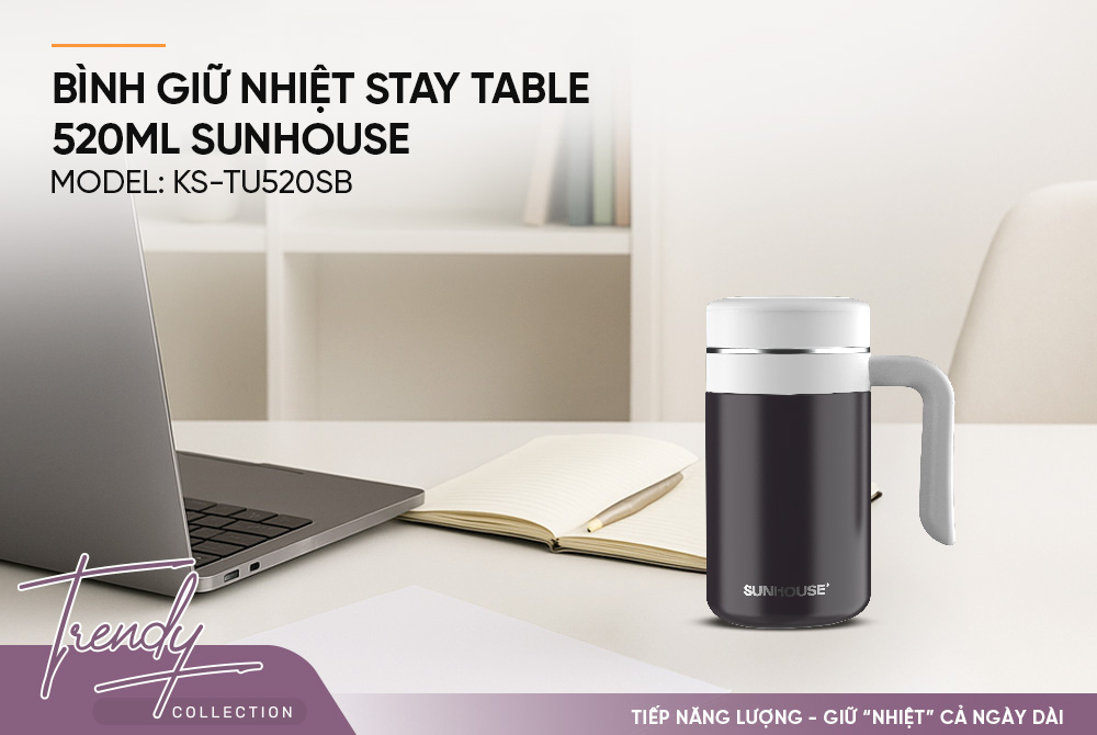 Bình cốc giữ nhiệt Stay Table 520mL SUNHOUSE KS-TU520SB