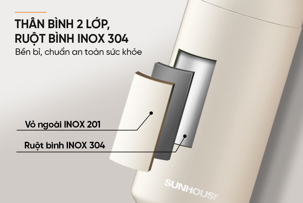 Bình giữ nhiệt Easy Go 350mL SUNHOUSE KS-TU350EW