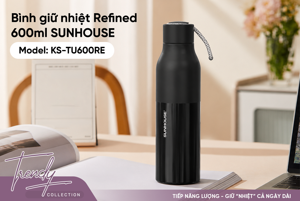 Bình giữ nhiệt Refined 600mL SUNHOUSE KS-TU600RB