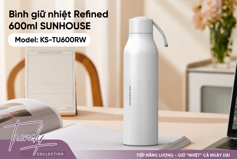 Bình giữ nhiệt Refined 600mL SUNHOUSE KS-TU600RW
