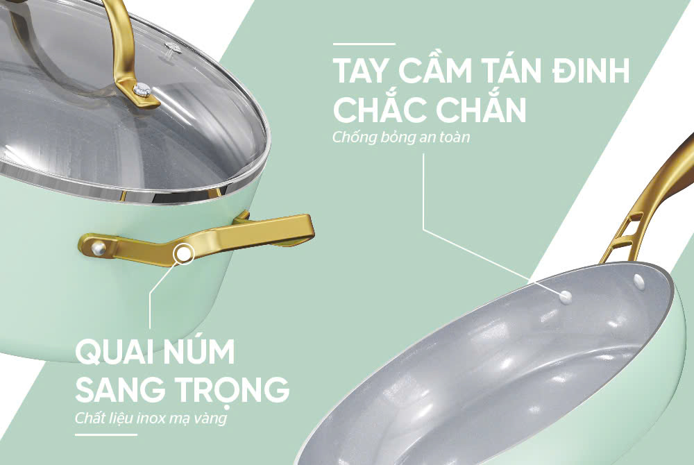 Bộ nồi chảo Ceramic đáy liền Infinity SUNHOUSE IF8668