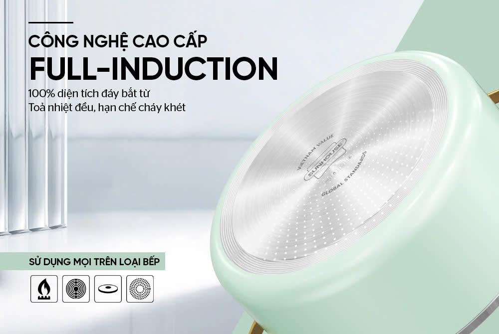 Bộ nồi chảo Ceramic đáy liền Infinity SUNHOUSE IF8668
