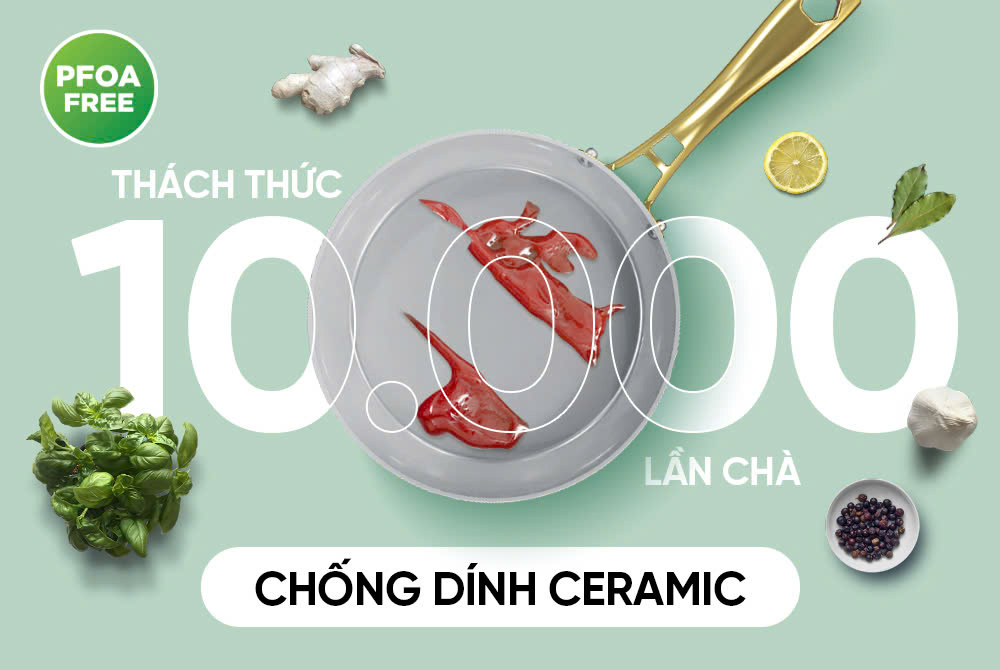 Bộ nồi chảo Ceramic đáy liền Infinity SUNHOUSE IF8668