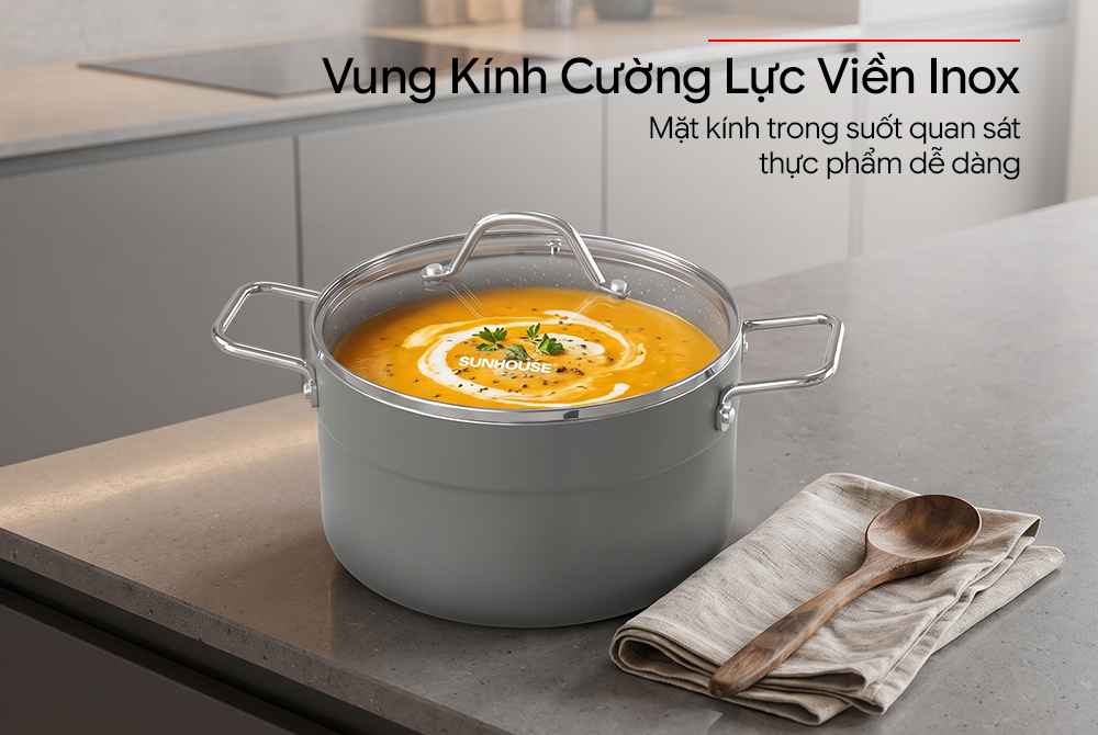 Bộ nồi chảo chống dính đáy từ SUNHOUSE Eco SHG7979X4