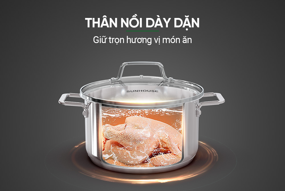 Bộ nồi chảo Inox 304 SUNHOUSE SHG601