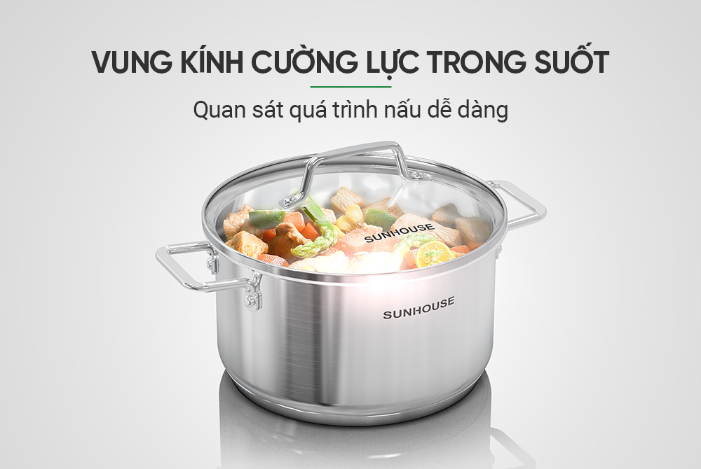 Bộ nồi chảo Inox 304 SUNHOUSE SHG601