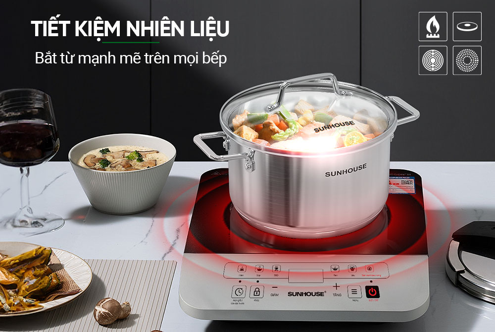 Bộ nồi chảo Inox 304 SUNHOUSE SHG601