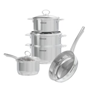Bộ nồi chảo inox impact plus SUNHOUSE HEALTHY SHG991