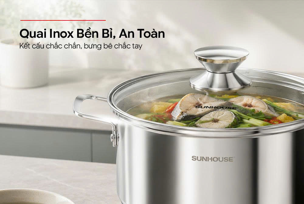 Bộ nồi Inox 3 đáy SUNHOUSE Eco SHG363