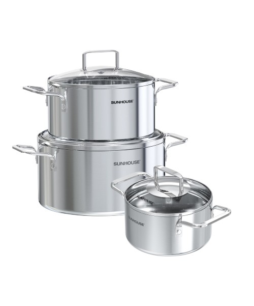 Bộ nồi inox 304 liền đáy SUNHOUSE HEALTHY SHG705
