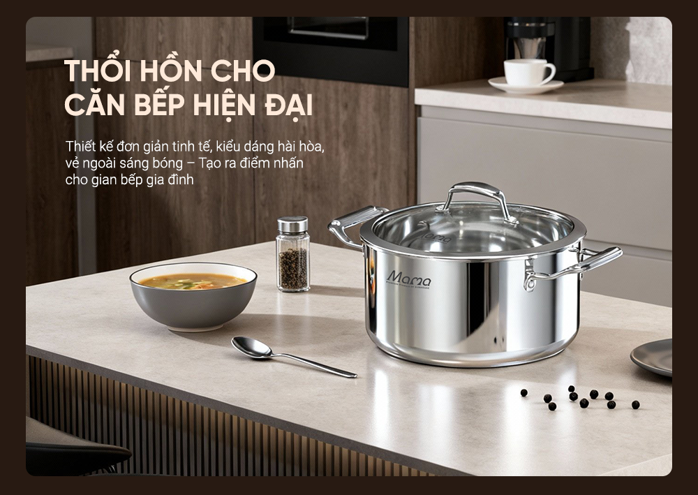 Bộ nồi inox cao cấp 316 liền đáy SUNHOUSE MAMA SHG825