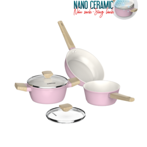 Bộ nồi phủ sứ nano đáy từ SUNHOUSE HEALTHY SHG7979MP3