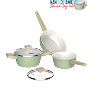 Bộ nồi phủ sứ nano đáy từ SUNHOUSE HEALTHY SHG7979MT3