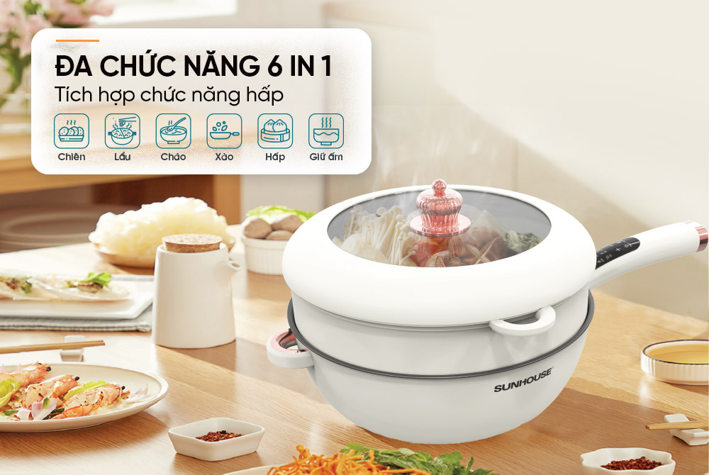 Chảo điện đa năng 5L SUNHOUSE SHD4555