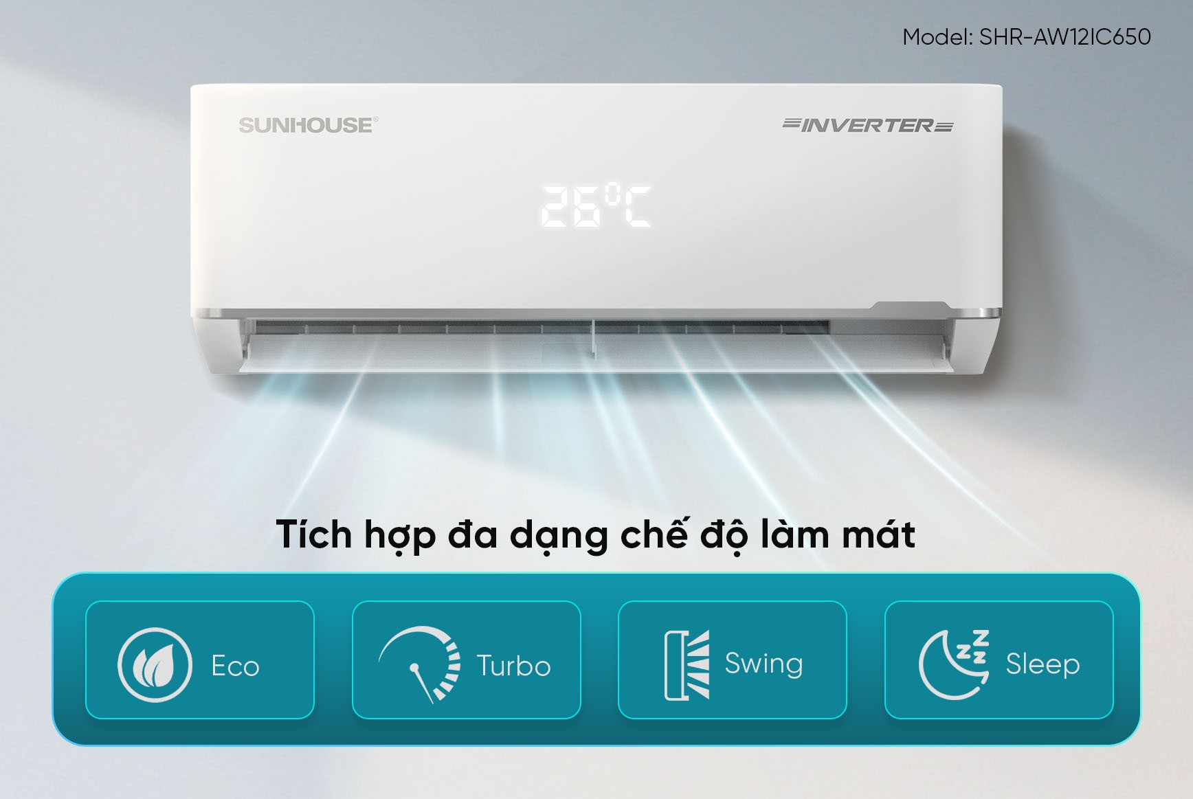 Điều hòa không khí một chiều INVERTER 12000BTU SUNHOUSE SHR-AW12IC650