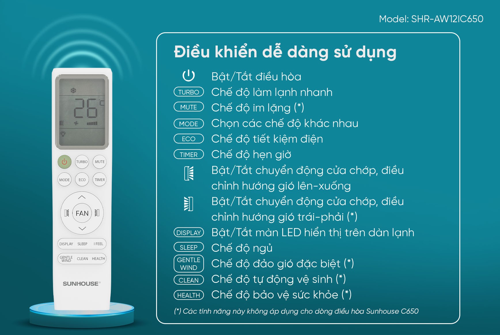 Điều hòa không khí một chiều INVERTER 12000BTU SUNHOUSE SHR-AW12IC650