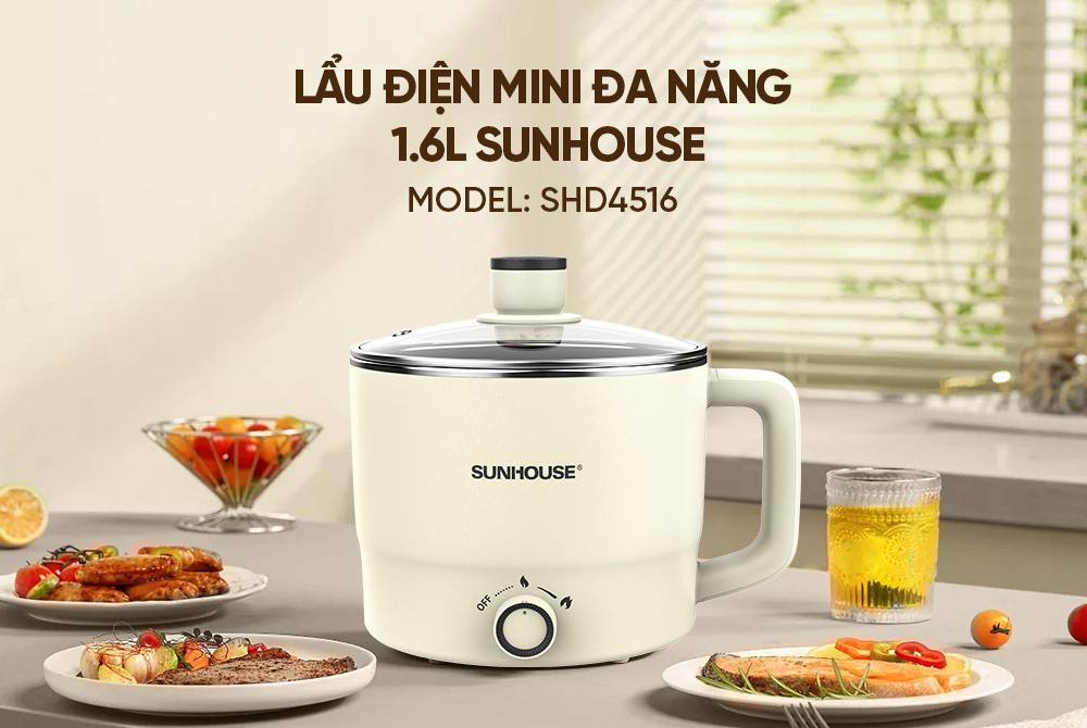 Lẩu điện mini đa năng 1.6L SUNHOUSE SHD4516
