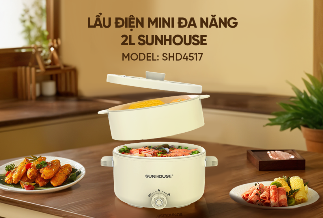 Lẩu điện mini đa năng 2.0L SUNHOUSE SHD4517