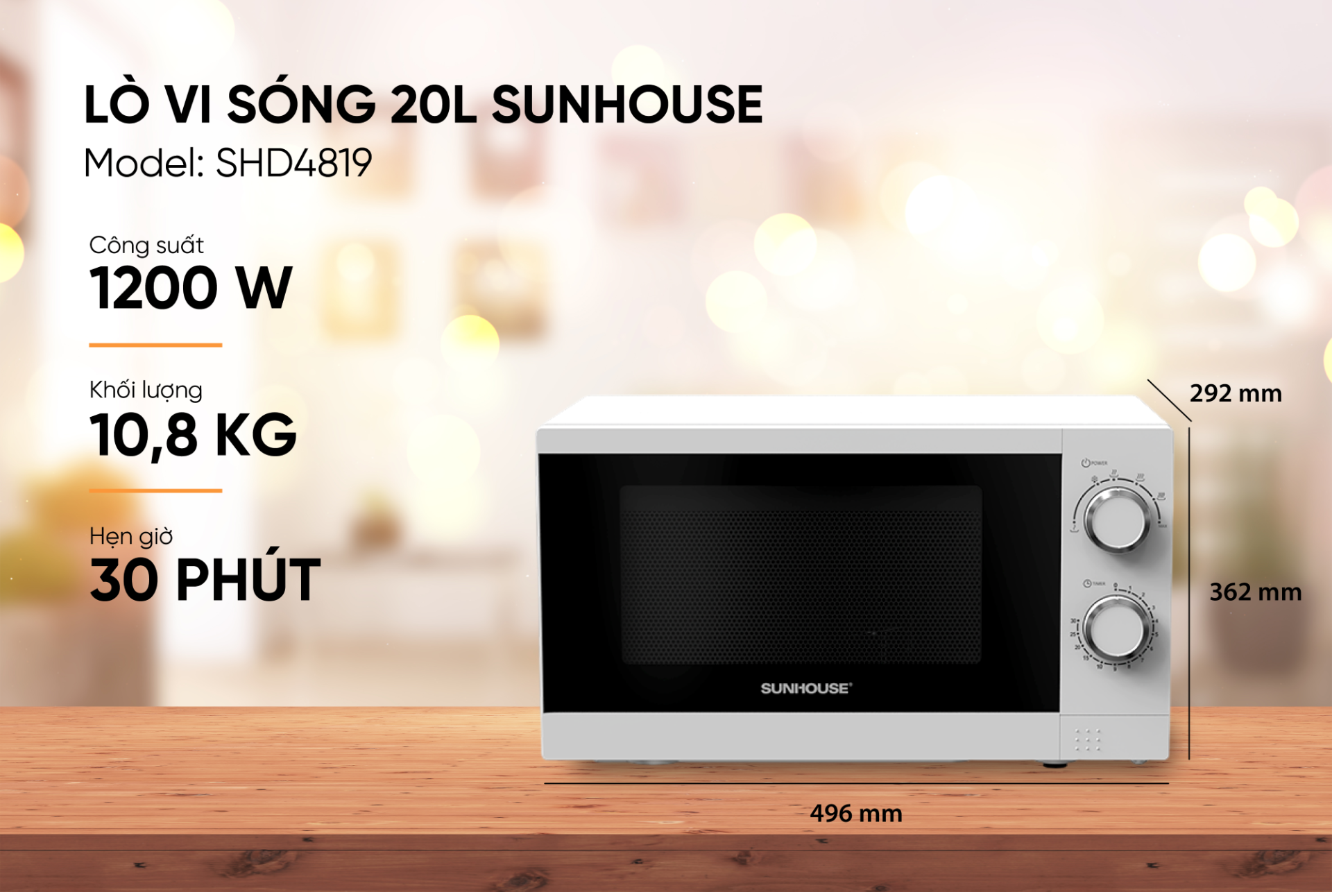 Lò vi sóng 20L SUNHOUSE SHD4819