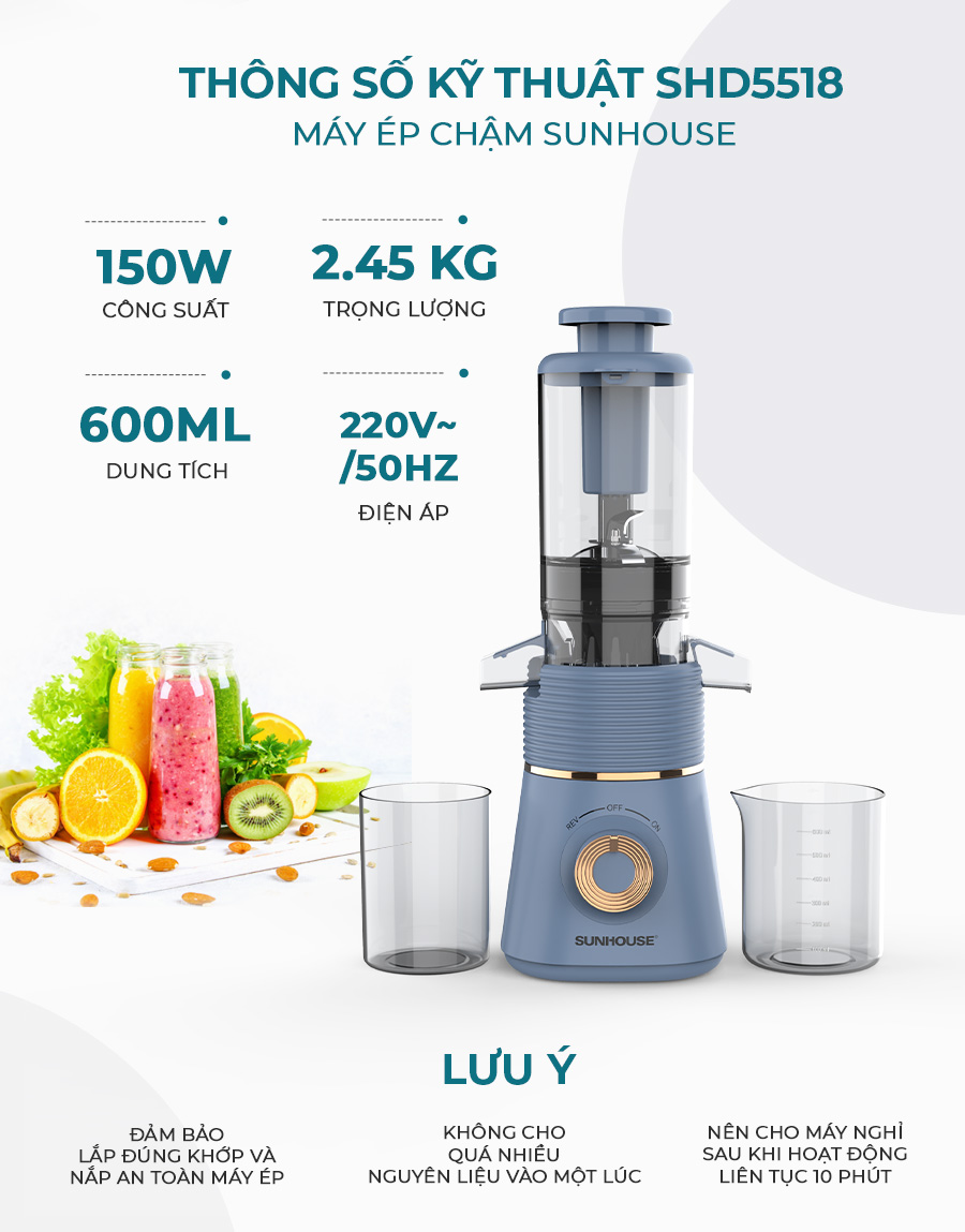 Máy ép chậm SUNHOUSE SHD5518