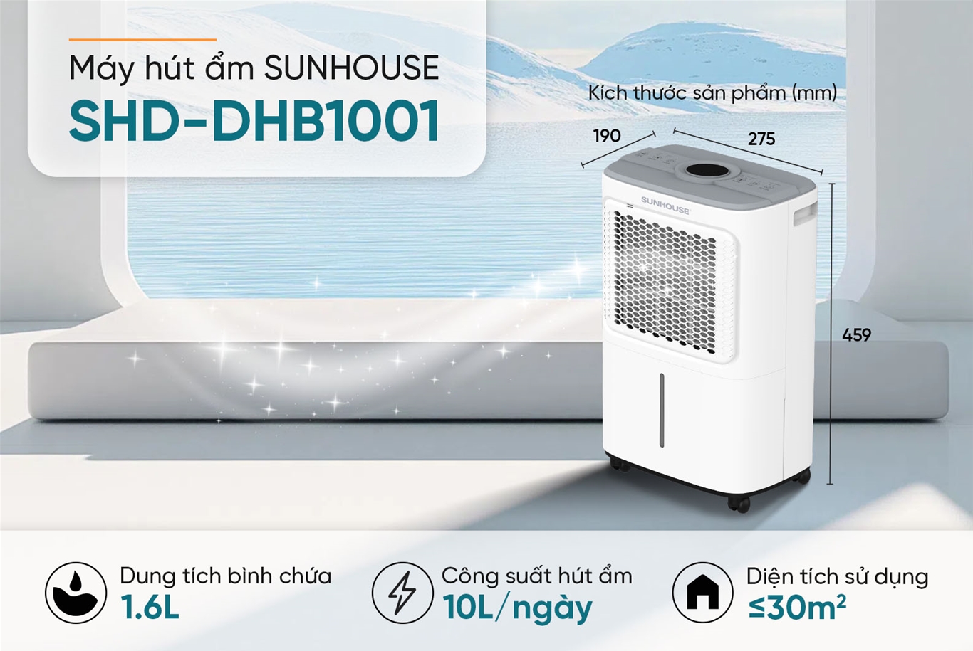 Máy hút ẩm SUNHOUSE SHD-DHB1001