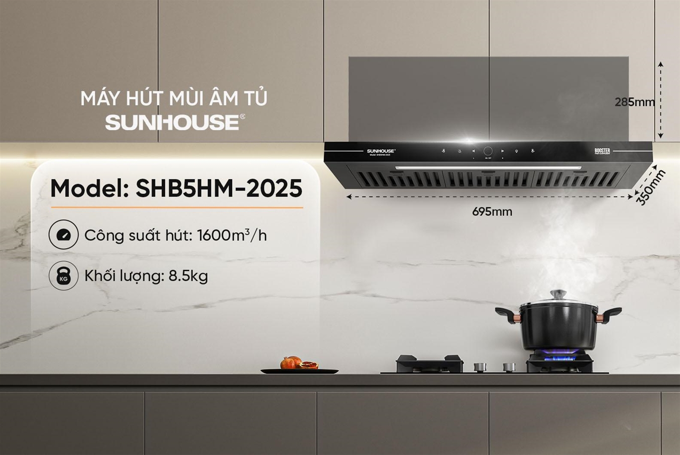 Máy hút mùi âm tủ SUNHOUSE SHB5HM-2025