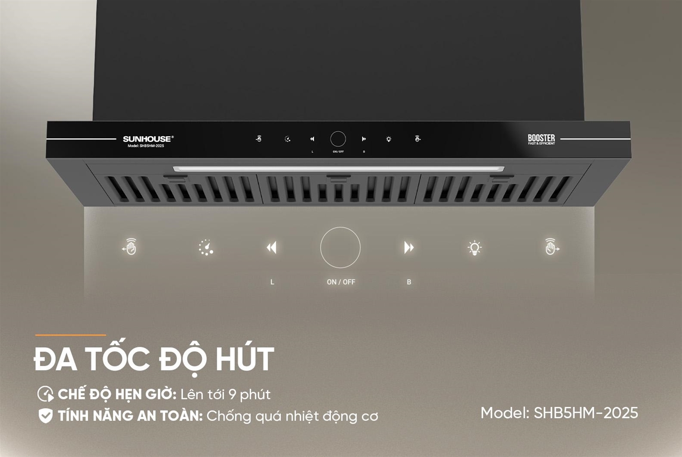 Máy hút mùi âm tủ SUNHOUSE SHB5HM-2025