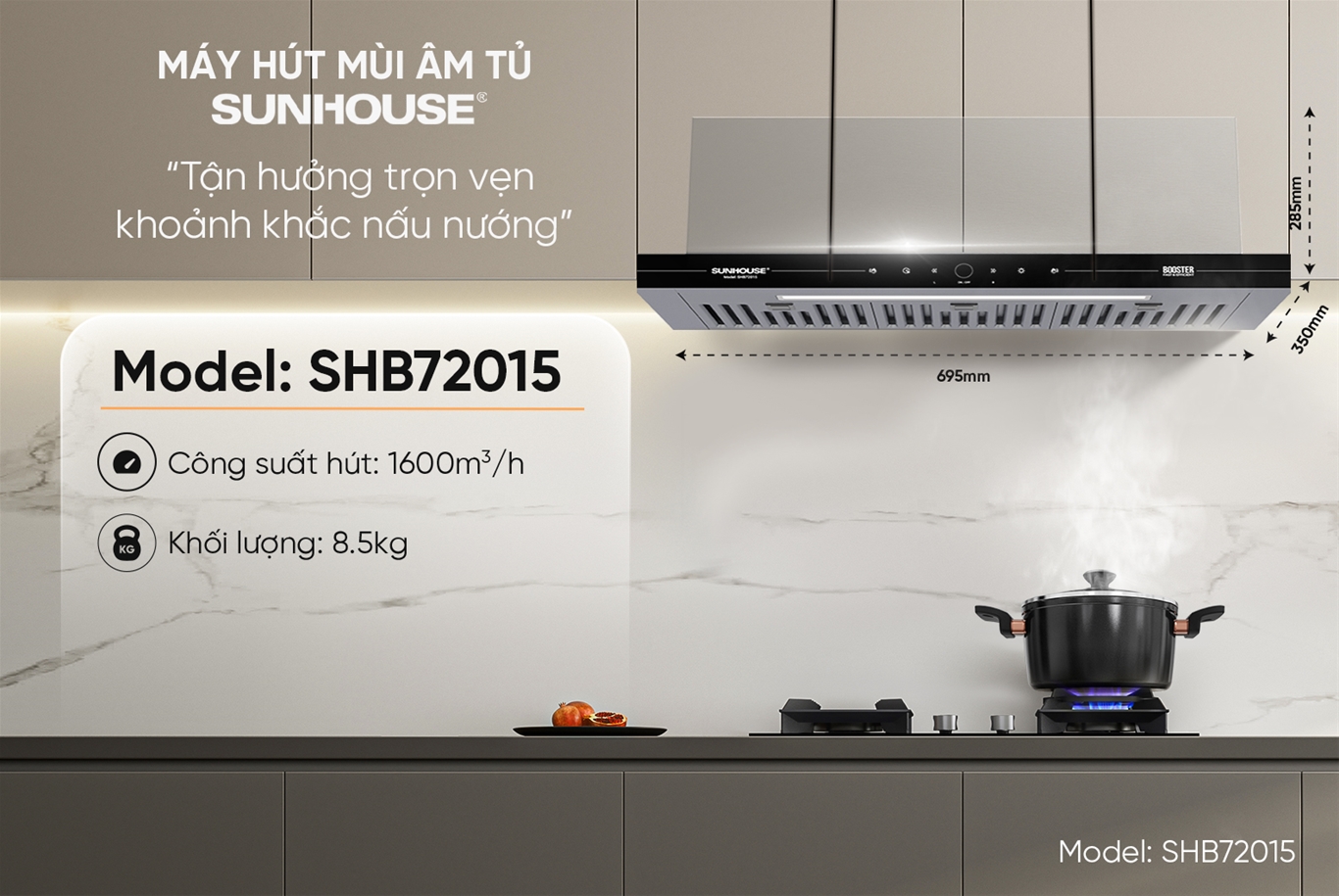 Máy hút mùi âm tủ SUNHOUSE SHB72015