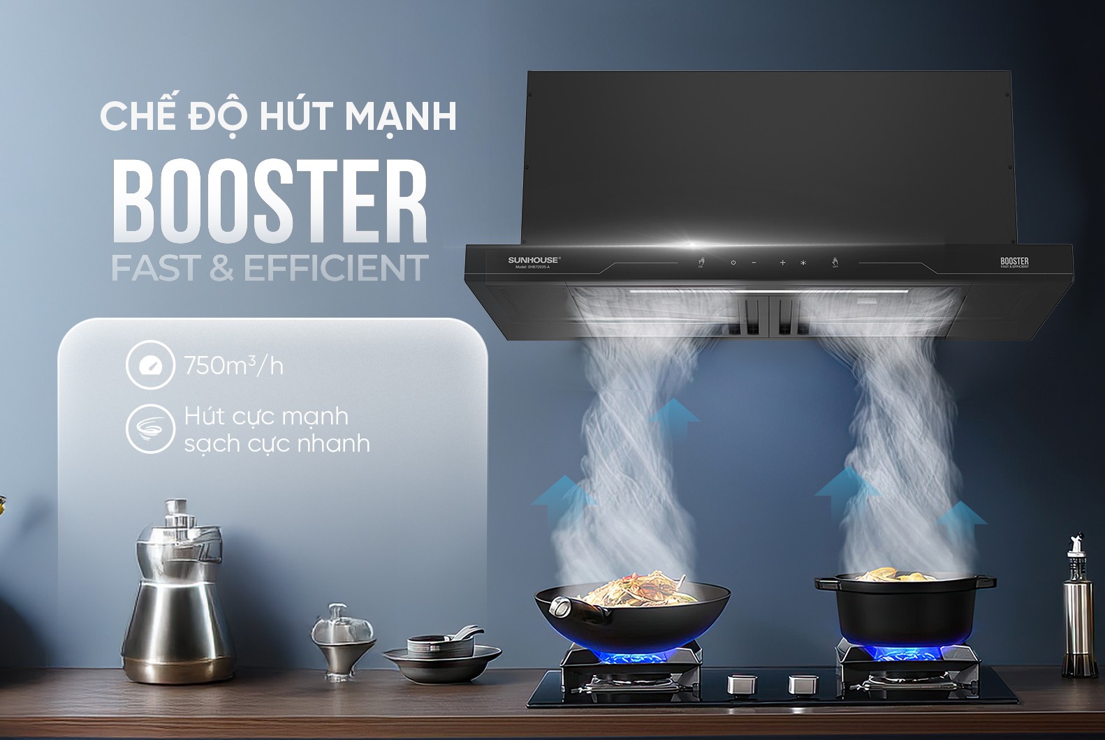 Máy hút mùi âm tủ SUNHOUSE SHB72035-A