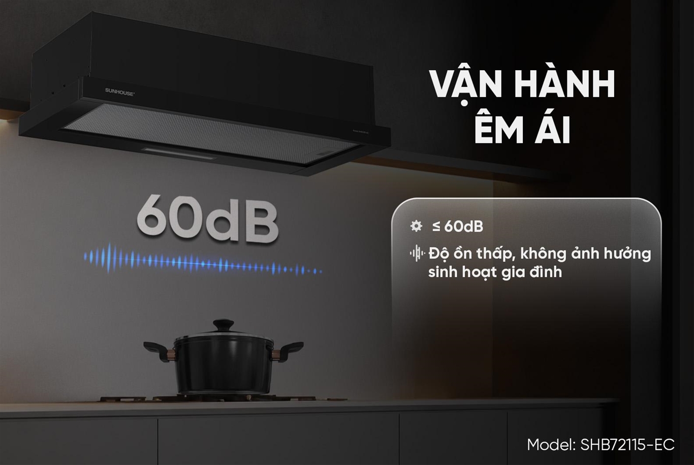 Máy hút mùi âm tủ SUNHOUSE SHB72115-EC