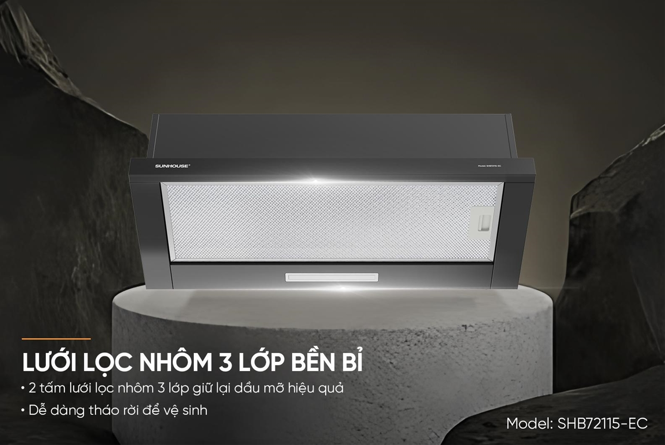 Máy hút mùi âm tủ SUNHOUSE SHB72115-EC