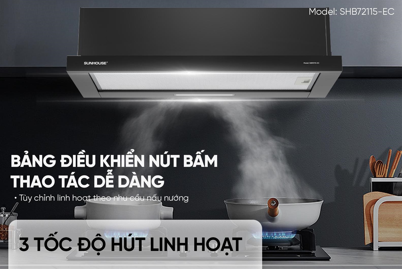 Máy hút mùi âm tủ SUNHOUSE SHB72115-EC