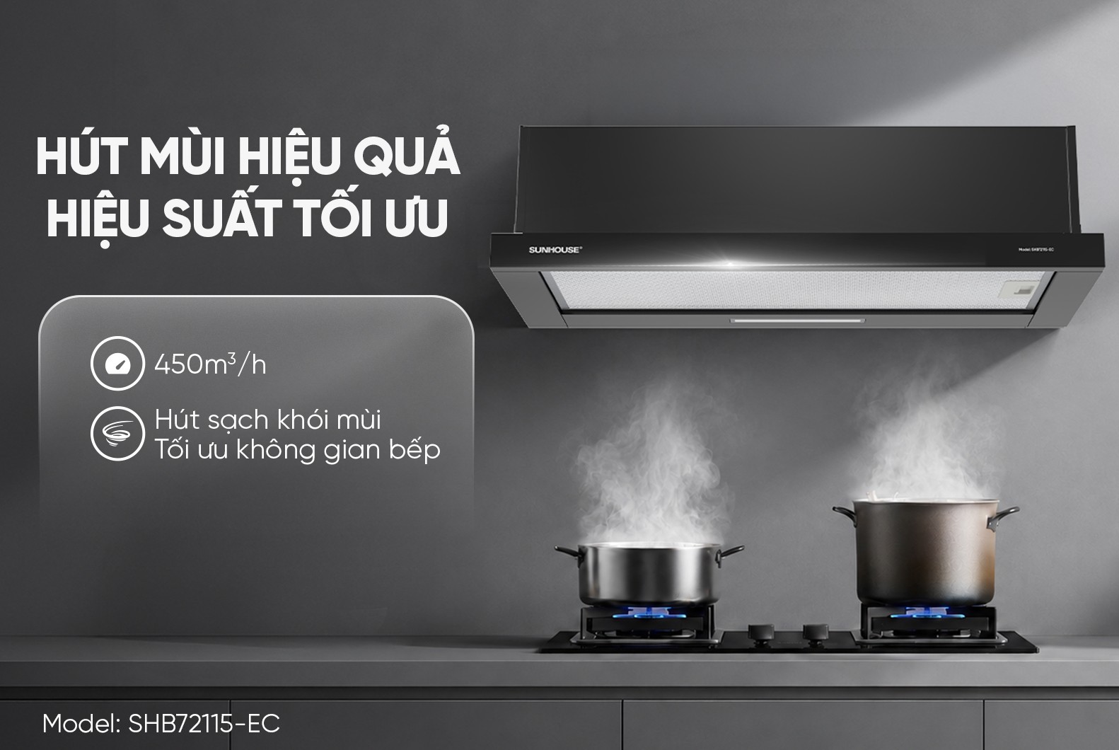 Máy hút mùi âm tủ SUNHOUSE SHB72115-EC
