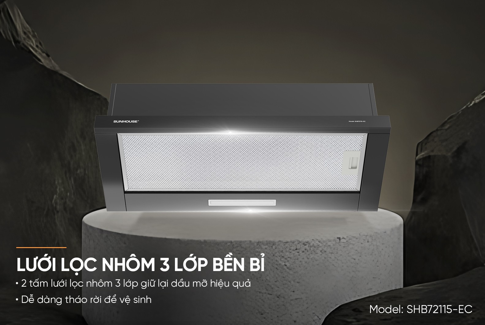 Máy hút mùi âm tủ SUNHOUSE SHB72115-EC