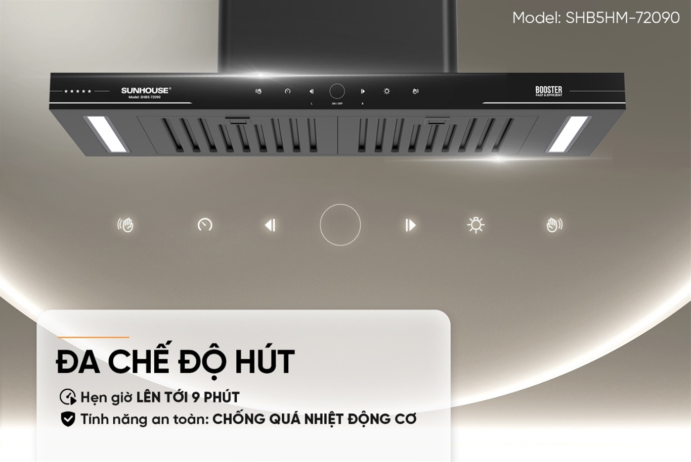 Máy hút mùi chữ T SUNHOUSE SHB5HM-72090
