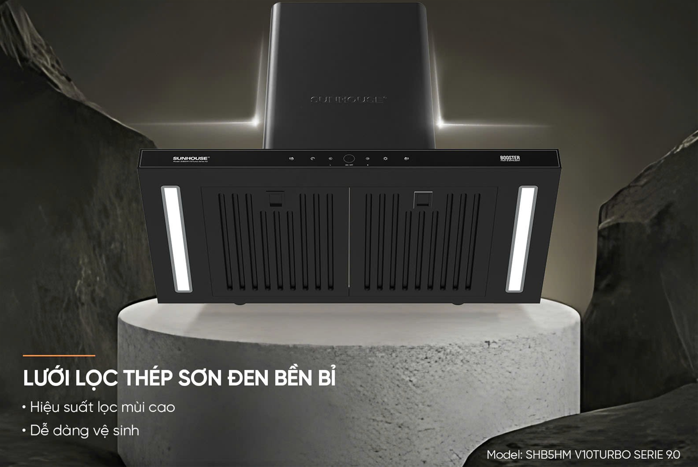 Máy hút mùi chữ t SUNHOUSE SHB5HM V10TURBO SERIE 9.0